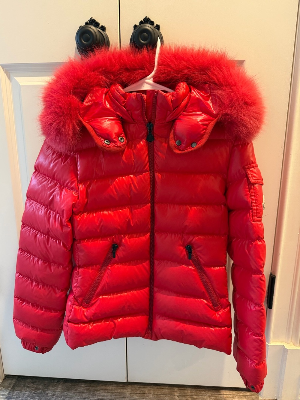 Authentic girls Moncler Badyf Hooded Fur-Trimmed Down Jacket